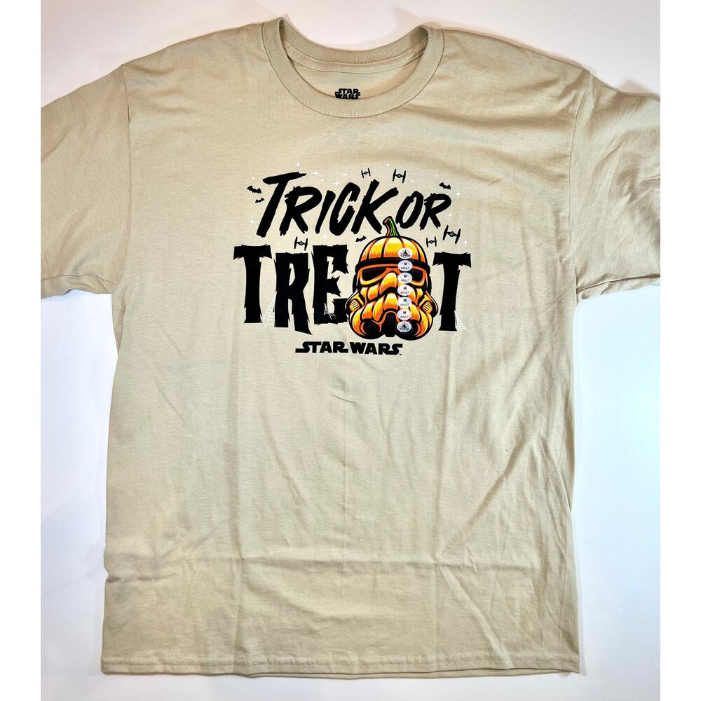 Star Wars Trick or Treat Pumpkin Stormtrooper Adult Tan Tee - NWT - Picture 2 of 6